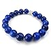 KONOV Natural Energy Stone Beads Gemstone Mens Womens Bracelet, 10mm Buddha Mala, Blue Silver
