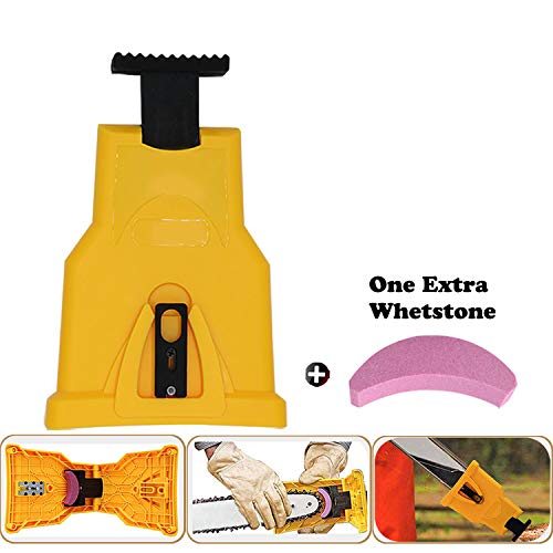 CZS Chainsaw Sharpener Bar-Mount Chain saw Teeth Sharpening Tool Kit Fast-Sharpening Stone for Saw Chain with Two Holes (One Extra Whetstone)