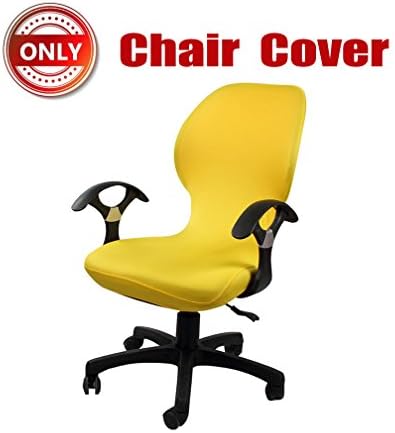 SYROVIA Pure Color Office Computer Dining Rotating Chair Covers One Piece Universal Lift Chair Slipcovers Pads Covers(Yellow)