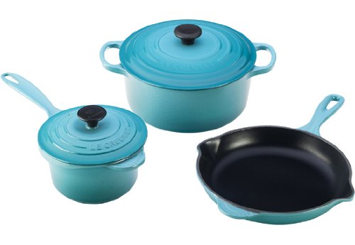 Le Creuset Signature Enameled Cast-Iron 5-Piece Cookware Set, Caribbean