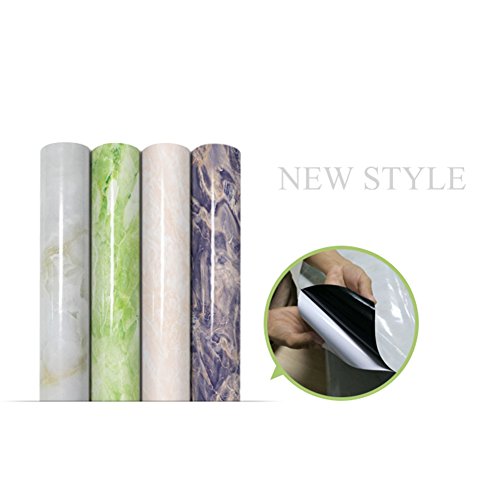 Foerteng Granite Look Marble Gloss Film Vinyl Self Adhesive Counter Top Peel and Stick Wall Decal (Crystal green)