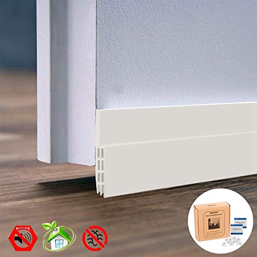 IDEALCRAFT Door Draft Stopper, Under Door Seal Strip, Energy Efficient Door Weather Stripping,Suitable for Gap Under 1 Inch, 2" Width x 39" Length, White