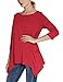 Women's Plus Size 3/4 Sleeve Tunic Tops for Leggings Loose Pocket Shirt (3XL, Red)
