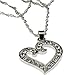 Silver Crystal Iced Out Open Heart Pendant I Love You Necklace Jewelry Gift for Mother Day Girls Women Girlfriend