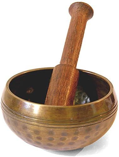 Indian Glance Gold Tibetan Singing Bowl Set - Includes Singing Bowl, Cushion and Mallet - For Healing Meditation Prayer and Yoga