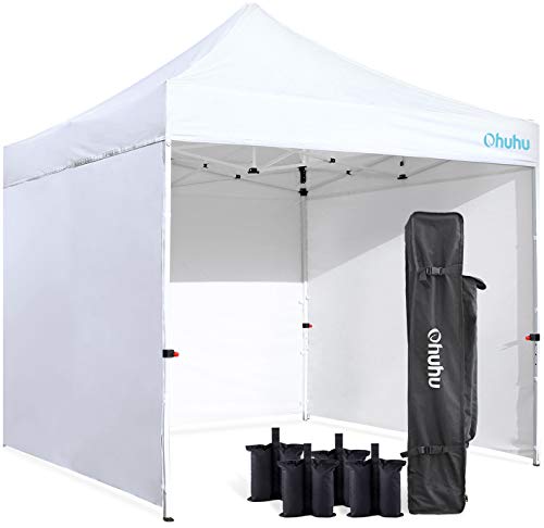 Ohuhu Sturdy 10 x 10 FT Pop-up Canopy Tent with Reinforced Metal Frame, 4 Removable Zipper End S ...
