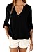 POSESHE Women's V-Neck Button Detail Dip Back Solid Blouse Top (XL, Black)