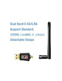 qbingo 600 Mbps USB Adaptador WiFi USB adaptador inalámbrico Daul correa, 2,4 GHz 5 GHz 433 Mbps 802.11 ac a b g n adaptador inalámbrico para computadora de sobremesa portátil PC, compatible con Windows 10 8 7 Vista XP 2000 Mac OS
