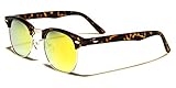Mirozi Unisex Tortoise Pattern Half-Frame Horn Rimmed Wayfarer Mirror Lens Retro Sunglasses (Black/Brown Tortoise, Yellow)