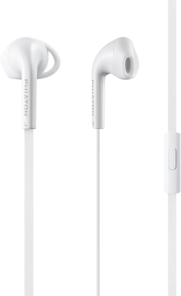 Phiaton C170S White Stylish earphones, comfortable design, Tangle Free Flat Cable with built-in Mic