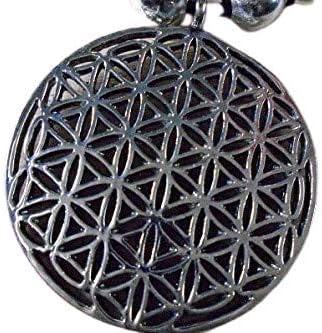 Key West Gypsy925 silver plated Flower of Life Pendant Reki Sacred Egyptian Geometry, ancient metaphysical representation with silver beads on adjustable 83 cm choker necklace , new with tag, made in USAi