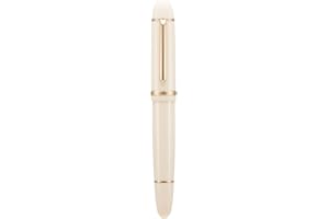 WIKULT Jinhao X159 Ivory White Acrylic Fountain Pen, Size 8 Medium Nib Gold Trim Classic Design Smooth Writing Pen with Converter