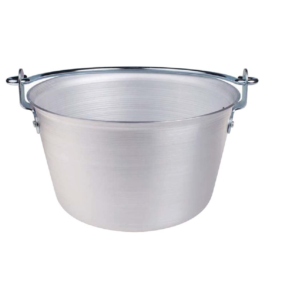 Pentole Agnelli Professional Aluminium 3 Mm. Polenta Pot with Bow Handle, Diameter 26 Cm, Silver