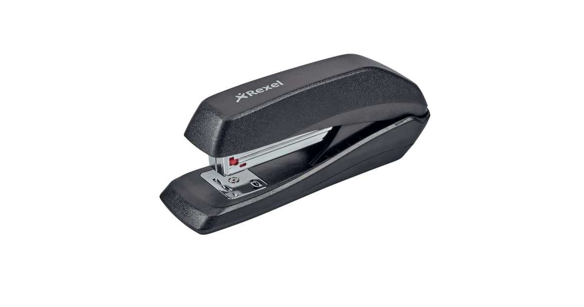 Rexel Ecodesk compact stapler, 20 Sheets, Made with 50% recycled plastic, Eco friendly, 2100029, Black
