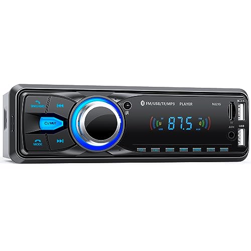 Chismos Bluetooth Car Stereo, 1 DIN Car Radio FM Radio Car MP3 Player Supports 2 USB/SD/Aux/Remote Control/Quick Charge, Support iOS/Android (Does Not Have RDS/CD)