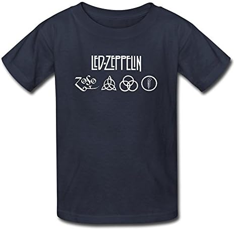 Ambom Youth Led Zeppelin Kids Boys And Girls 100% Cotton T-Shirt M Navy