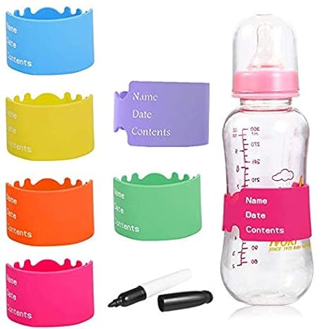 Baby Bottle Labels for Daycare, Durable Writable Reusable Food -Grade Silicone Baby Bottle ...