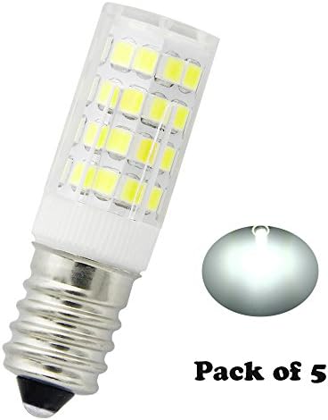 E14 Base Led Light Bulb dimmable , 5W (40W Equivalent halogen Repalcement) 400 Lumens,360°Beam Angle, 110V 120V130V 6000K white light -5packs