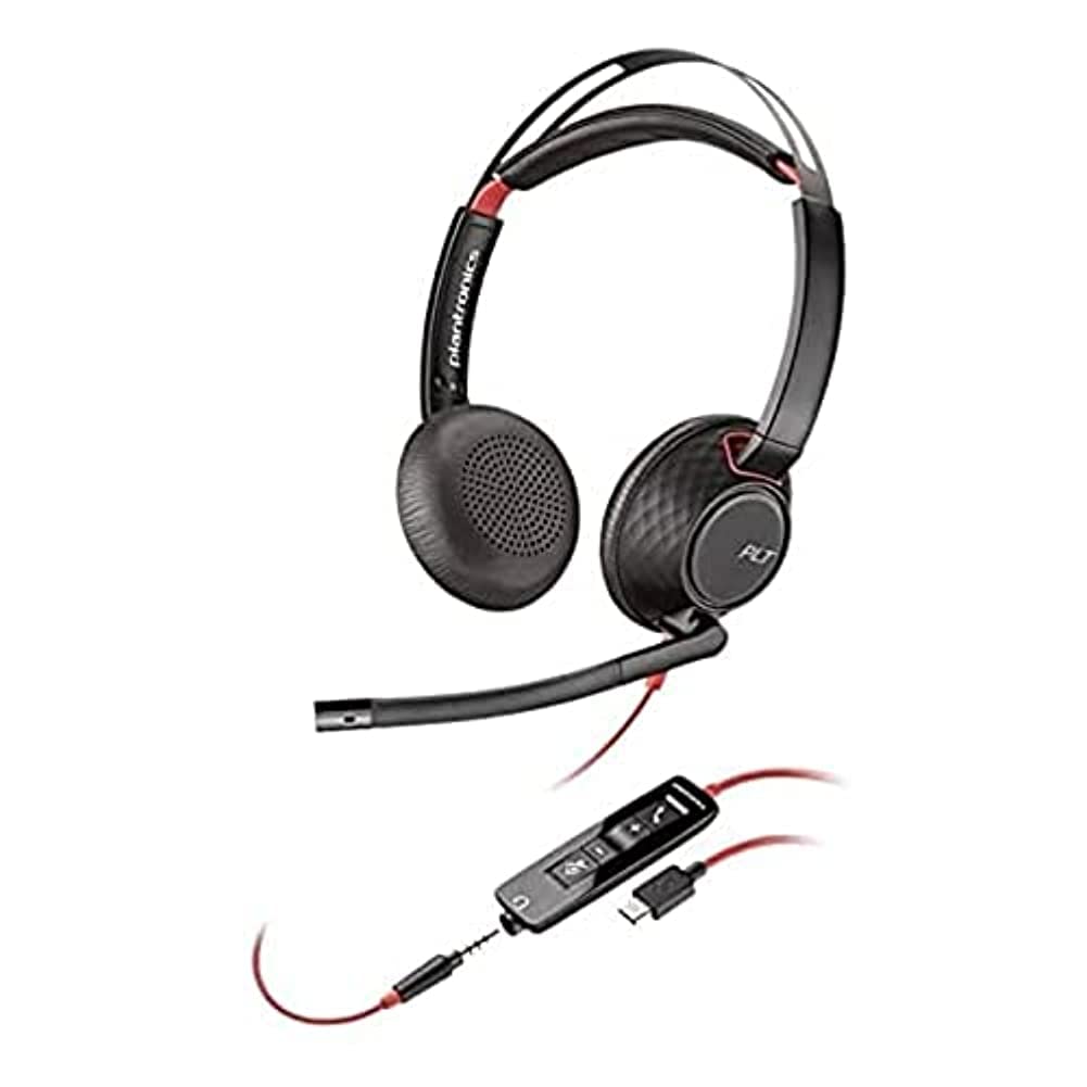 Poly - Blackwire C5200 headset for Chromebook (Plantronics) - Wired, Dual-Ear (Stereo) Headset with Boom Mic - 3.5 mm