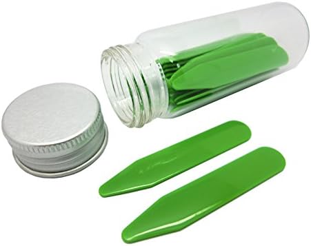Shang Zun 16 Pcs Green Plastic Collar Stays in Glass Bottle, 2.2"