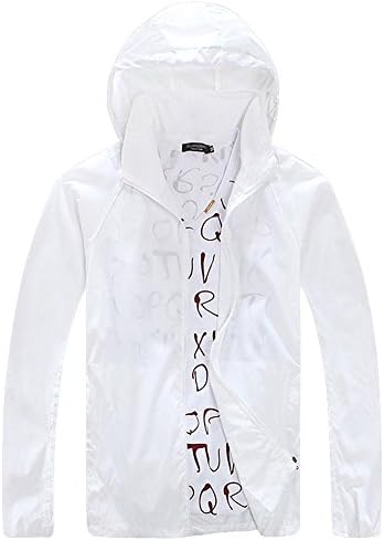 Lobinsun Women's Lightweight Outdoor Sports Jacket Anti-Uv Quick Dry Windproof Windbreaker White Large