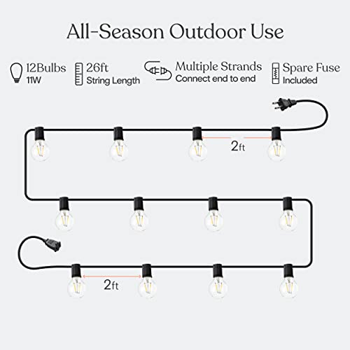 Brightech Ambience Pro LED String Lights 26 Ft Commercial Grade Patio