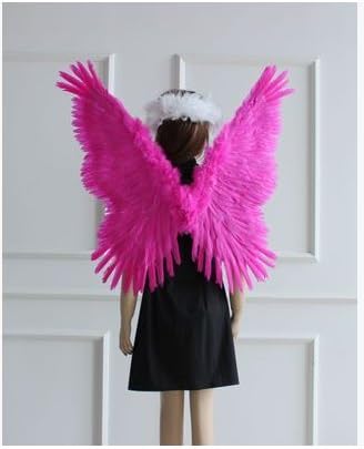 Fashion novel Halloween cosplay angels butterfly feathered wings dance Christmas goods props decoration a birthday present (Rose red 80 cm 90 cm)