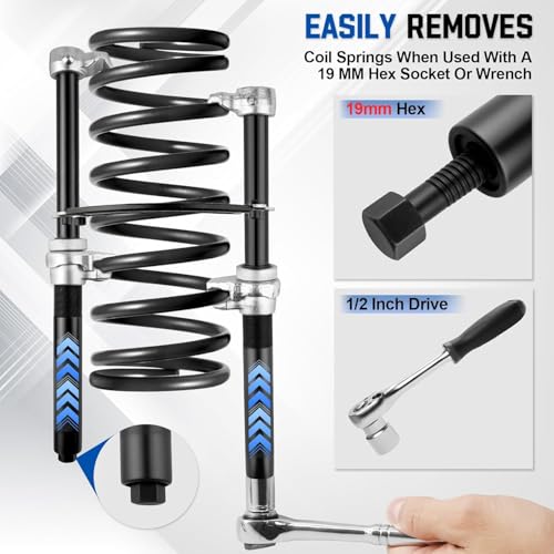 Coil Spring Compressor Tool Claw Spring Compressor Heavy Duty Strut Spring Compression with Safety Jaws and Holder, 2205 LB Capacity Disassembly-free Shock Absorber Compressorfor for Car Truck