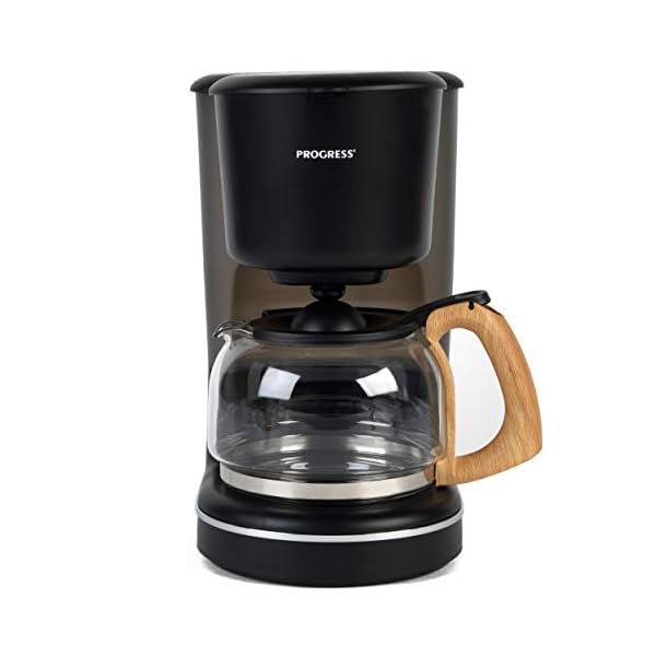PROGRESS EK3757PBLK Scandi Filterkaffeemaschine mit Holz, filterkaffeemaschinen Automatische Abschaltung bei Warmhalten…