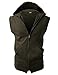 H2H Mens Sleeveless Fashion Hoodies Zip-up with Pocket KHAKI GREEN Asia L (JPSK13_N25)