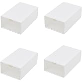 Feadily（4 Pack Plastic Desktop Storage Box with Clear Drawers, Can Be Freely Spliced and Combined, Small Parts Organizer, White