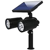 Solar Spotlight, Hallomall Dual Head Adjustable Solar Wall /In-ground 2-in-1 Outdoor Lights, 350Lumens Max 6LED Waterproof Landscape Lighting for Pathway Driveway Deck Lawn