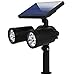 Solar Spotlight, Hallomall Dual Head Adjustable Solar Wall /In-ground 2-in-1 Outdoor Lights, 350Lumens Max 6LED Waterproof Landscape Lighting for Pathway Driveway Deck Lawn