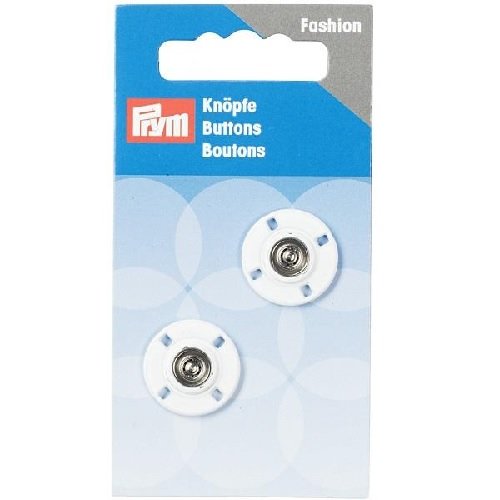 Prym Sew-on snap Fasteners Circle 18 mm, White, 9.3 x 4.9 x 0.5 cm