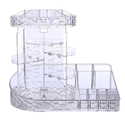 Sinwo Rotating Makeup Organizer DIY Adjustable Carousel Spinning Holder Storage Rack Cosmetics Organizer Box -Ship from USA (Clear)