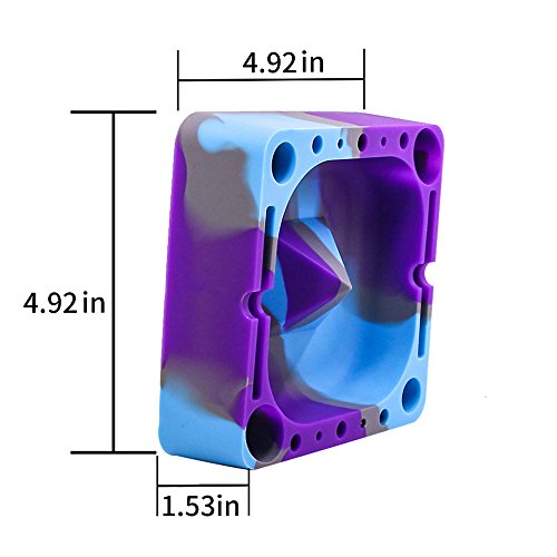 VEEAPE Silicone Ashtray, Pyramid Tap Tray with Compartments for Holding Coils, Lighters, Pens, Papers, and More (Grey/Purple/Blue)