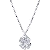 Vanbelle Sterling Silver Jewelry - Rhodium Plated with 925 Stamp - 4 Leaf Clover Pendant Necklace - Elegant Handcrafted for Women - Chain 16" long + 2" extender