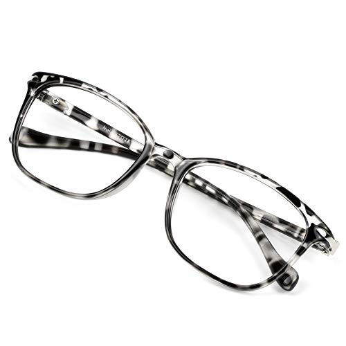 Blue Light Blocking Glasses for Women/Men, Anti Eyestrain, Computer Reading, TV Glasses, Stylish Square Frame, Anti UV, Anti Glare(Leopard,1.00 Magnification)