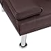 Naomi Home Low Profile Design: Convertible Folding Futon Sofa Bed Sleeper Couch for Living Room Faux Leather Upholstered Futon Sofa with Armrests, Metal Legs, 2 Cup Holders, Espresso