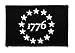 1776 Patriot Tactical Hook and Loop Fully Embroidered Morale Tags Patch (Black and White)