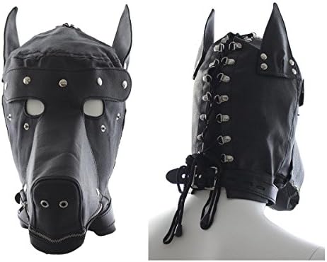 Shop Sport PU Leather Dog Hood Head Mask Blindfold Dog Head Slave Rolyplay Headgear Zipper