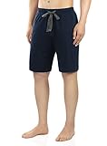 David Archy Men's Soft Comfy Cotton Sleep Short Lounge Short Pants (Navy Blue, L)
