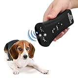 GROWUPER Handheld Dog Repellent, Dual Channel Electronic Animal Repellent, Handy Ultrasonic Dog Deterrent for Outdoor Camping Garden, Bark Stopper + Good Behavior Dog Training (Black)