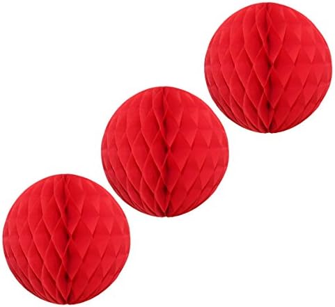 12" Honeycomb Tissue Paper Ball Decoration (3-pack, Red)