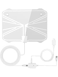 TV Antenna, Reignet 50 Mile Range Amplified Indoor HDTV Antenna with Detachable Amplifier Signal Booster and 16.5FT Coax Cable - White