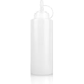 YOLCAR 12 oz Semi-Transparent Soft Plastic Condiment Squeeze Bottle, Leak-Proof, Plastic Squirt Bottles for Sauce, Syrup, and Oil