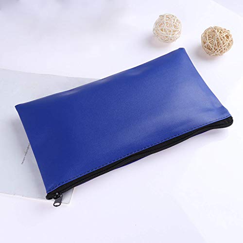 Zipper Bank Bags,4 Pack Money Pouch Bank Deposit Bag PU Leather Cash and Coin Pouch Bank envelopes with Zipper (Blue) - Thumbnail 4