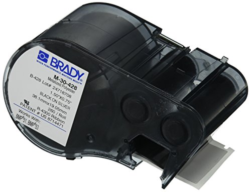 Brady M-30-428 Polyester B-428 Black on Silver Label Maker Cartridge, 3/4