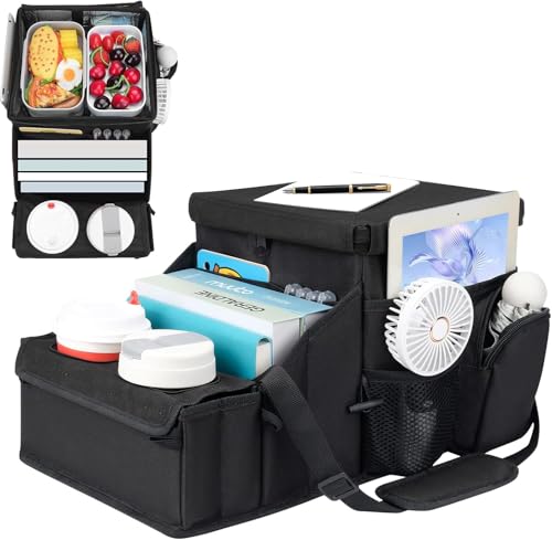 INFANZIA Car Seat Organizer, Backseat Van Organizer with Cup Holders for Car Front Passenger and Back Seat, Carseat Storages with Cooler Compartment for Kids and Adults for Toy, Snacks (Black)