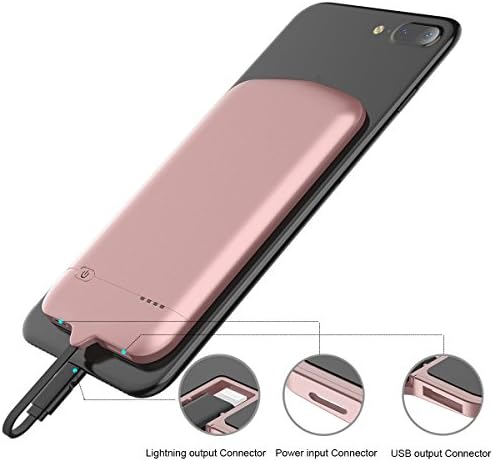 Portable Charger Power Bank with Lightning Cable, 4000mAh iPhone Battery Case, Portable Phone Charger for iPhone X ,iPhone 8 8 PLUS 7 7 Plus 6s 6 Plus SE (Rose Gold)